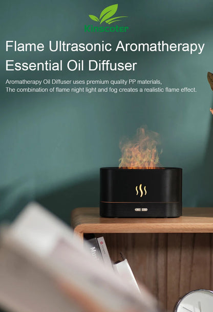 🌿 Kinscoter 180ml Flame Aroma Diffuser & Ultrasonic Humidifier