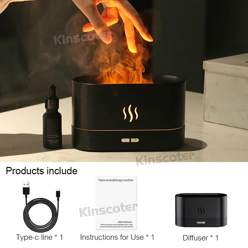 🌿 Kinscoter 180ml Flame Aroma Diffuser & Ultrasonic Humidifier
