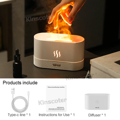 🌿 Kinscoter 180ml Flame Aroma Diffuser & Ultrasonic Humidifier