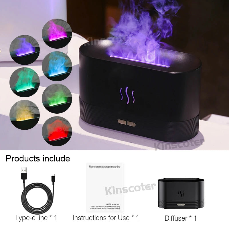 🌿 Kinscoter 180ml Flame Aroma Diffuser & Ultrasonic Humidifier