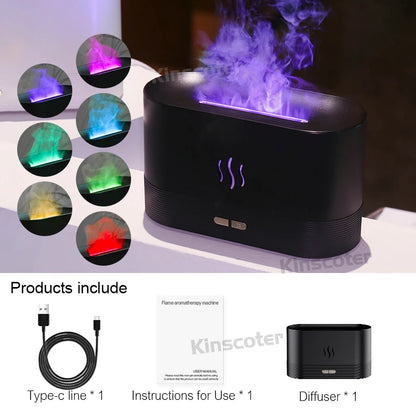 🌿 Kinscoter 180ml Flame Aroma Diffuser & Ultrasonic Humidifier