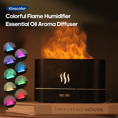 🌿 Kinscoter 180ml Flame Aroma Diffuser & Ultrasonic Humidifier