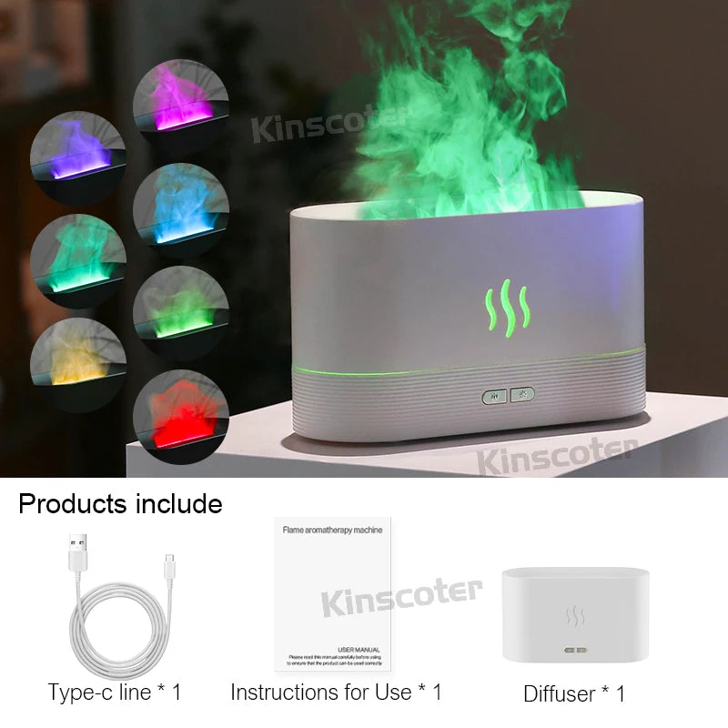 🌿 Kinscoter 180ml Flame Aroma Diffuser & Ultrasonic Humidifier