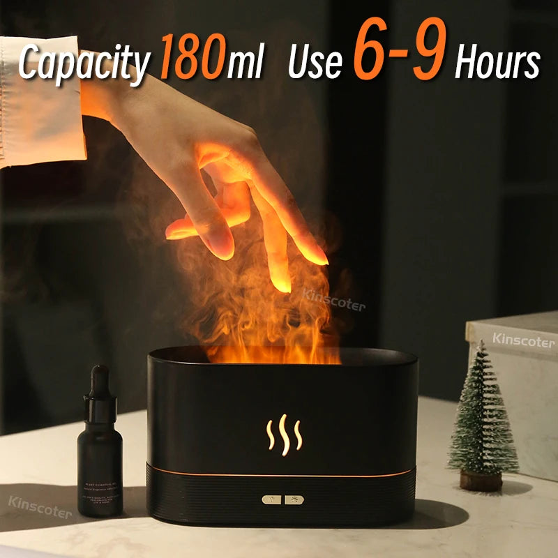 🌿 Kinscoter 180ml Flame Aroma Diffuser & Ultrasonic Humidifier